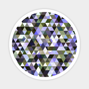 Brown, Blue, Black and White Abstract Imperfect Triangles Mosaic Magnet